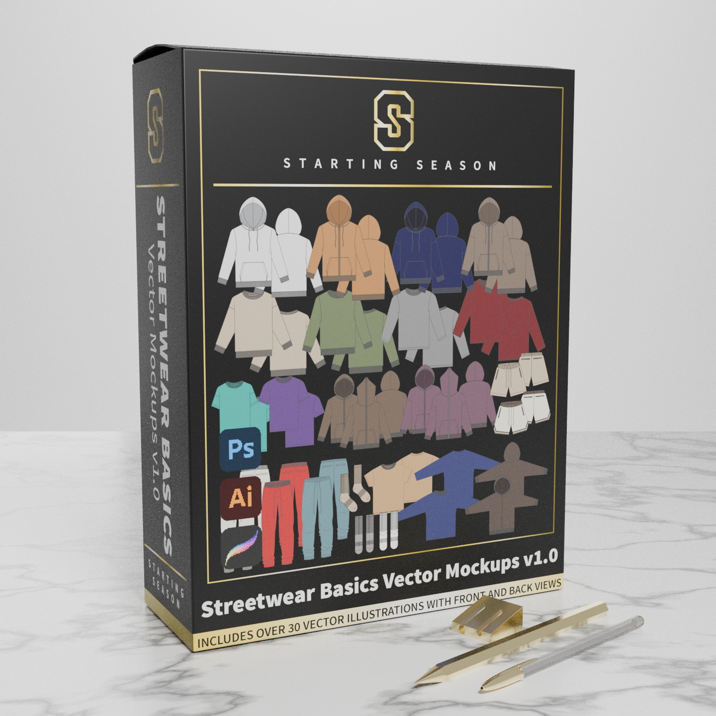 Basics Streetwear Vector Mockups Bundle v1.0