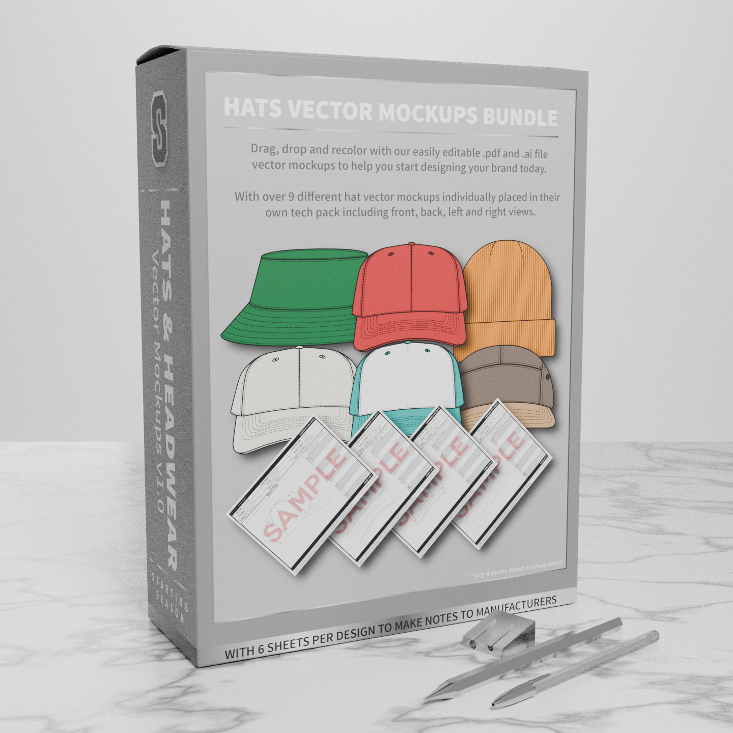 Hats and Headwear Vector Mockups Bundle