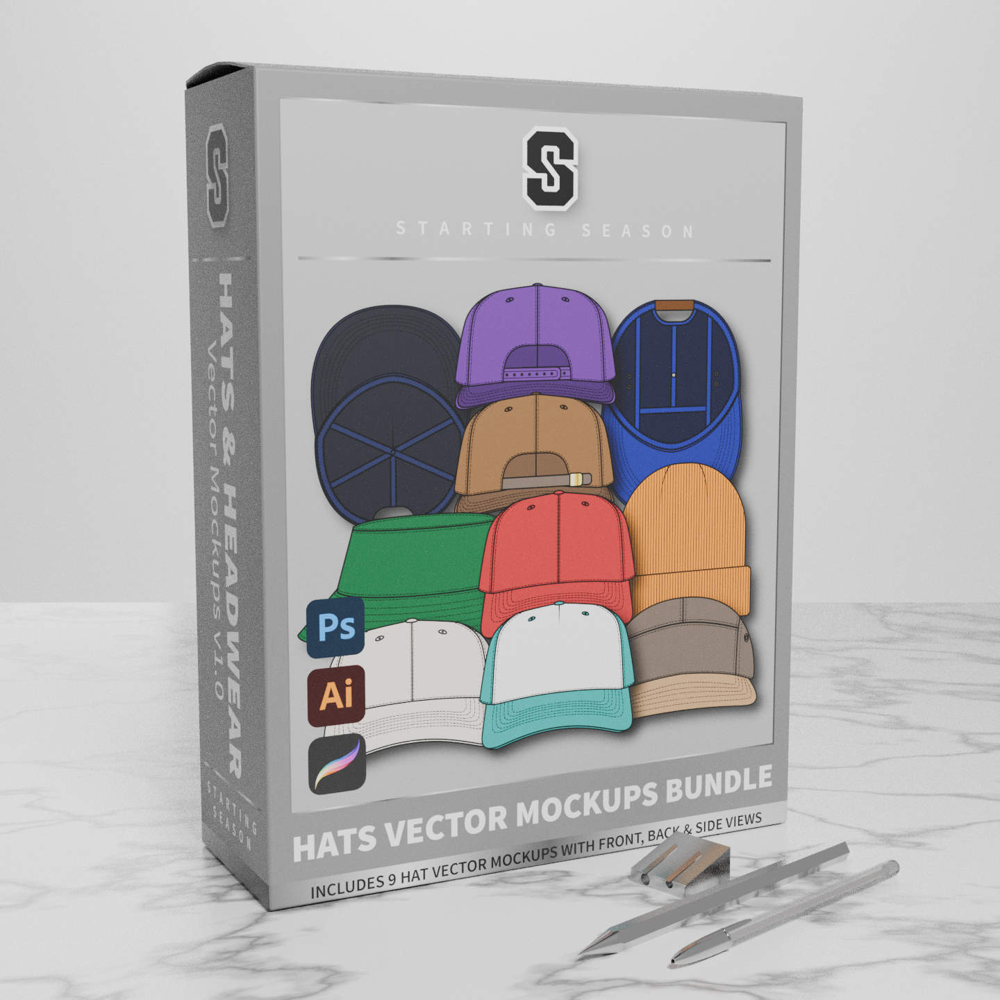 Hats and Headwear Vector Mockups Bundle